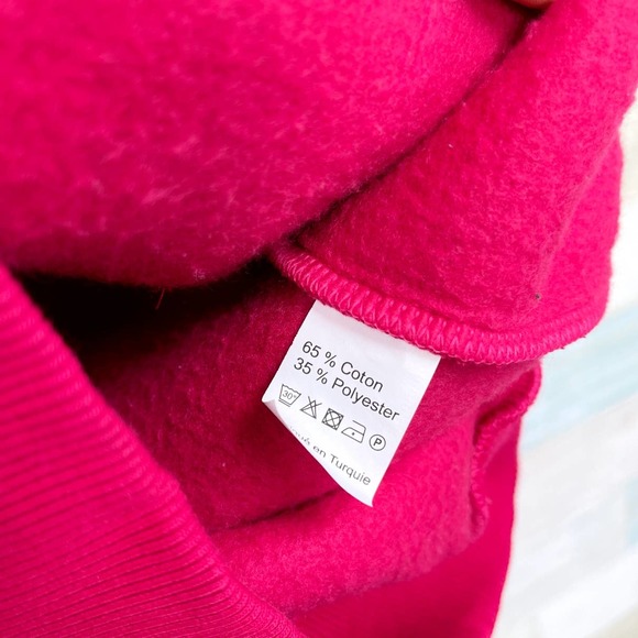 France Authentique Paris Effiel Tower Applique Hoodie Sweatshirt Pink Womens XL - Picture 9 of 9